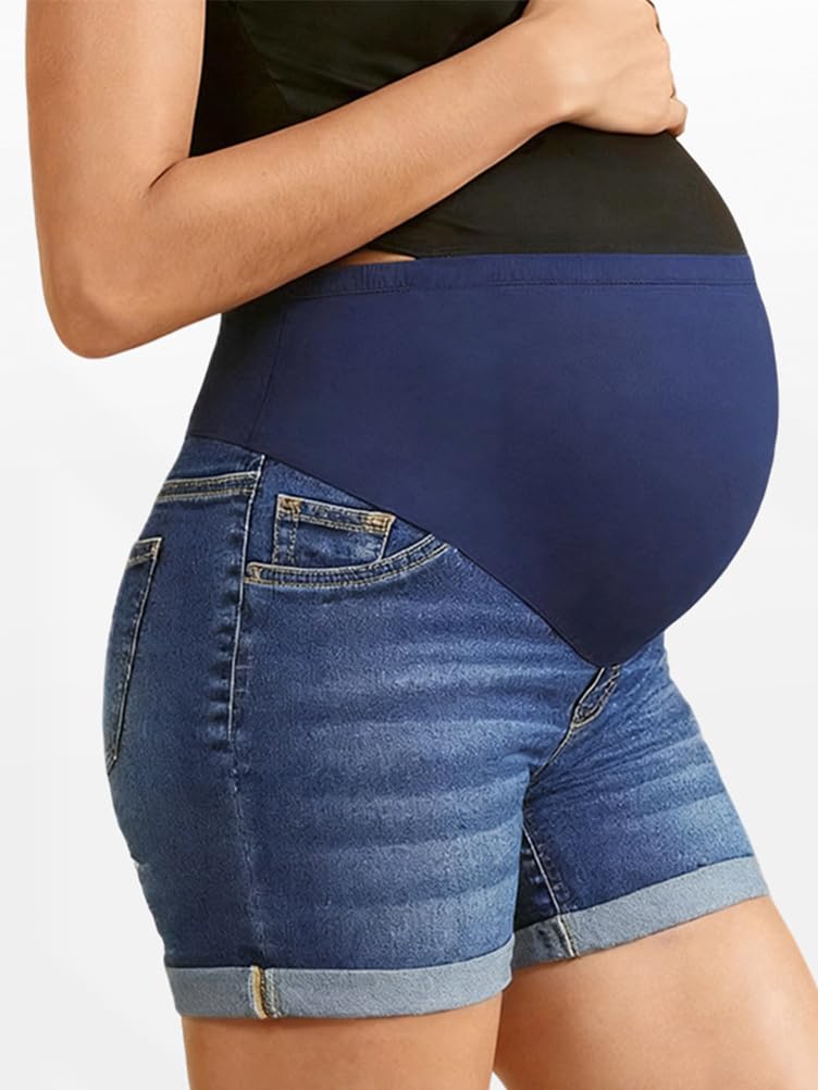 ORANDESIGNE Jeans Shorts Damen Umstandsjeans Sommer Kurze Umstandshose Umstandsmode