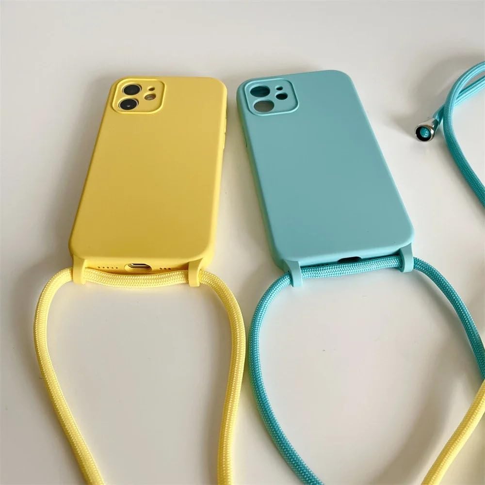 Naszyjnik Crossbody Smycz Pasek Silikonowy Płynny Etui Do iPhone'a 15 13 11 12 14 Pro Max XS XR X 8 7 Plus Miękkie Cukierkowe Etui, Kamelia Czerwona, Do iPhone'a 15 Pro