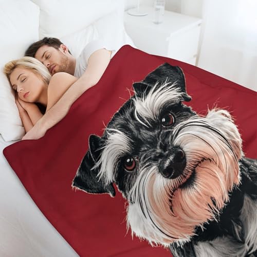 Plaid imprimé schnauzer doux en flanelle chaleureuse pour le repos - 7