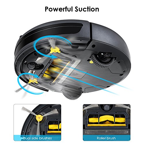 INLIFE ZK8077 Robot Vacuum Cleaner with 3-Stage Cleaning System 1200Pa Suction 80Min Runtime for Apartments/Small House/Hard Floor/Low-Pile Carpet