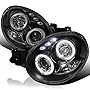 Spec-D Tuning LED Dual Halo Projector Headlights Black Compatible with 2002-2003 Subaru Impreza, Left + Right Pair Headlamps Assembly