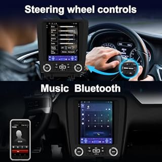 Android 13 Car Radio Compatible for Ford Mustang 2010-2014 Dual Screen Radio Upgrade,Wireless CarPlay Android Auto Head Unit Stereo Built-in DSP Bluetooth WiFi SWC MirrorLink [4G+64G]