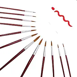 Kit com 12 Píncéis para Pintura Artesanato, Pincel Artisticos Redondos Ponta Fina Tinta óleo Aquarela Acrílico Esmalte Vinil e Tinta Guache Pode ser Usado por Crianças e Adultos Premium