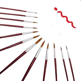 Kit com 12 Píncéis para Pintura Artesanato, Pincel Artisticos Redondos Ponta Fina Tinta óleo Aquarela Acrílico Esmalte Vinil e Tinta Guache Pode ser Usado por Crianças e Adultos Premium