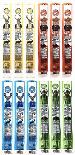 PEARSON RANCH Assorted Grass Fed Game Meat Sticks Variety Pack, 12oz