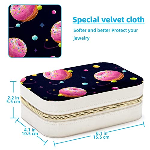 Boîte à bijoux portable donut rose pour bagues et colliers