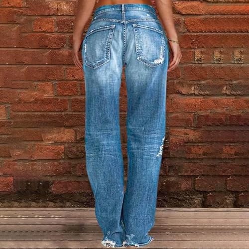 Akivide Loose Distressed Jean for Women Baggy Ripped Straight Leg Mid Waist Boyfriend Denim Pants3