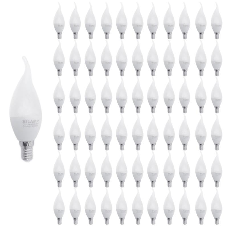 SILAMP Ampoule LED E14 Flamme 8W 220V Ø38mm (Pack de 100) - Blanc Chaud 2300K - 3500K