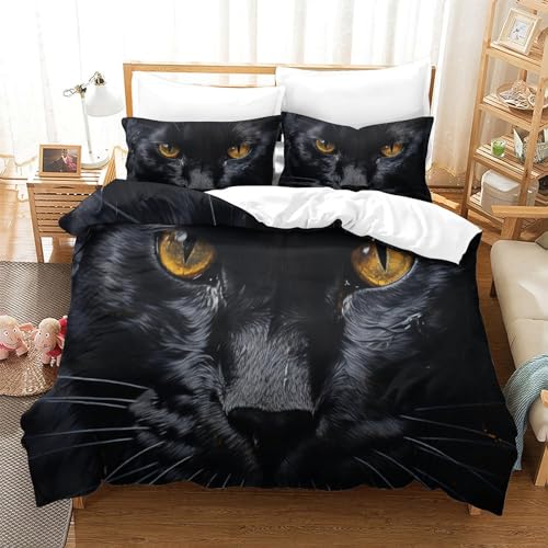 Housse de couette panthère 3D style noir 3 pièces lit 2 personnes - 3