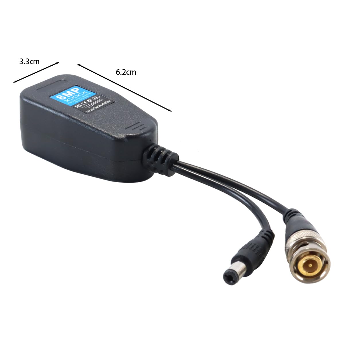 Émetteur à Paire torsadée 2 pcs pv 2-en-1, connecteur émetteur-récepteur d'alimentation vidéo bnc avec signaux HD-cvi, HD-tvi, HD-ahd