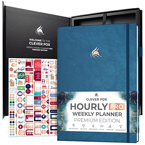 Planificateur horaire non daté haut de gamme Clever Fox en cuir vegan