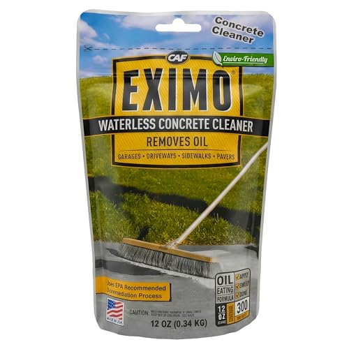 CAF Outdoor Cleaning EXIMO Waterless Concrete Cleaner, Oil Stain Remover for Driveway, Garage Floor, Basement & Walkway Surfaces, Natural Concrete Cleaner Powder Treatment, Covers Large Areas, 0.75 lb