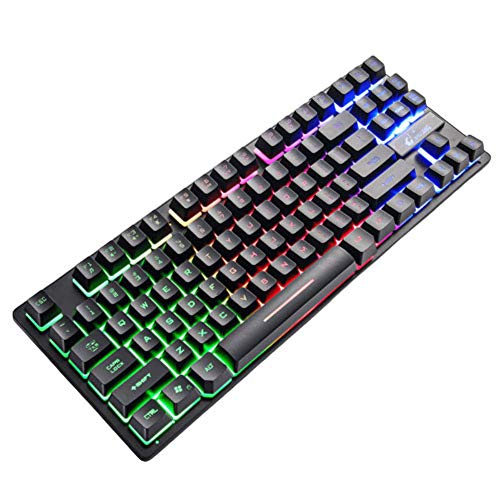 FENGCHUANG Clavier mécanique de Jeu Filaire K16 avec 87 Touches, Clavier USB à rétroéclairage Hybride RGB LED, Clavier de Jeu pour Ordinateur Portable PC Gamer Cover