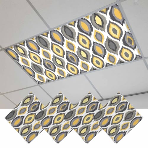 Abstract Art Fluorescent Light Covers 4 Pack Modern Diamond Patterns