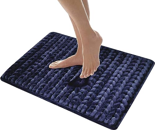 Luxe Home Bath Mat Super Soft Anti Slip Washable Braided Memory Foam Mat for Bathroom, Kitchen, Baby (17"x25", Navy Blue, Pack of 1) (B0C6R2CZJF) Amazon Price History, Amazon Price Tracker