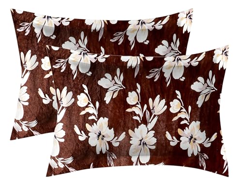 Image of Premium Elastic Fitted Warm bedsheets for Winter for Double Bed, Elastic Fitted Winter bedsheets for King Size Bed with 2 Pillow Covers, Size - 72 x 78 Inches (Brown)