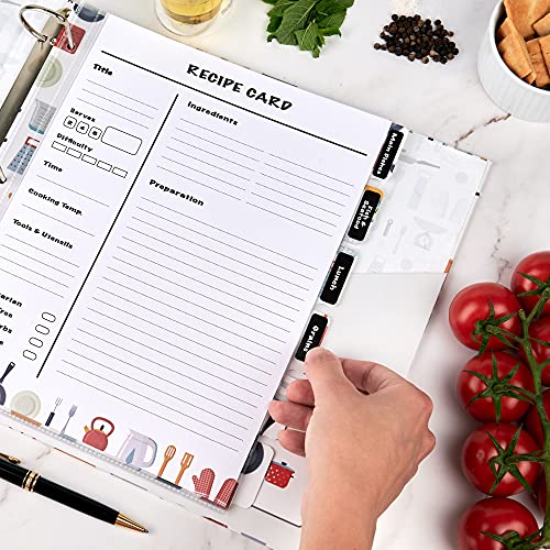 Moritsz Boxed Recipe Keeper With 8.5 X 11 Inches Full Page Recipe Cards 3 Ring Recipe Binder Kit - Recipe Organizer Binder With 25 Recipe Cards, 25 Recipe Page Protectors, 48 Tab Labels, 12 Dividers #TOP5