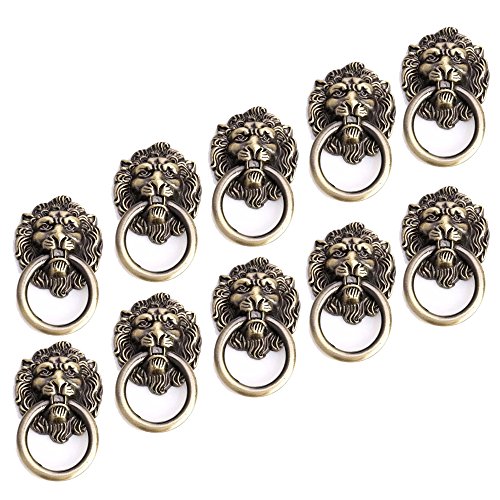 12er Retro Antike Möbelknopf Bronze Lion Head Knöpfe Schrank Schublade Griffe Schublade Tür Möbelknöpfe Griff Kabinett zieht Cover