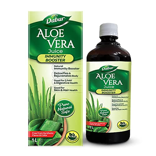 Image of Dabur Aloe Vera Juice - 1L | Ayurvedic Health Juice For Good Skin & Hair Health | Detoxifies & Rejuvenates Skin & Body | Good For Liver & Digestive Health | Immunity Booster