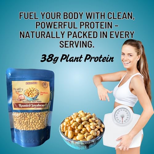 Image of Kravings Roasted Soyabean | 76g Natural Protein per Pack | High Protein Soya Chunks | Healthy Snacks For Weight Loss | Low Calorie Snack | Roasted Not Fried | Salted (Pack of 2, 200g Each)