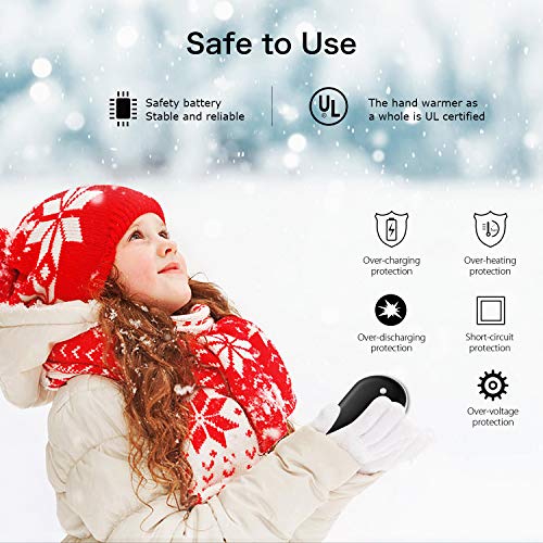 SkyGenius Rechargeable Hand Warmer, 5200mA Reusable Electric Pocket USB Hand Warmers/Power Bank, for Raynauds, Outdoors, Winter(Black)