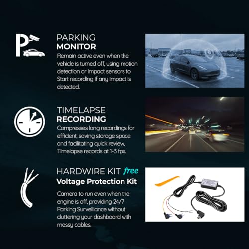 Image of PRONOD PRO Z-2K Dash Cam for Car Front Only | 360 Rotatable Dashcam for Car with Mic | Night Vision, WiFi App Control, G-Sensor | 24H Parking Mode, Supports 128GB | Free Hardwire Kit