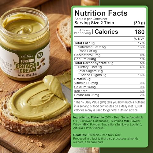 Image of Eastanbul Pistachio Cream, Pistachio Butter, Spread in Breakfasts, 8oz