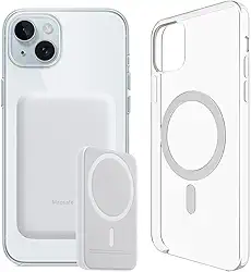 Carregador Portátil + Capa Magnética por Indução Compatível com Magsafe para iPhone 15, 15 Pro Max e 15 Plus (iPhone 15)