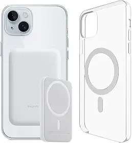 Carregador Portátil + Capa Magnética por Indução Compatível com Magsafe para iPhone 15, 15 Pro Max e 15 Plus (iPhone 15)