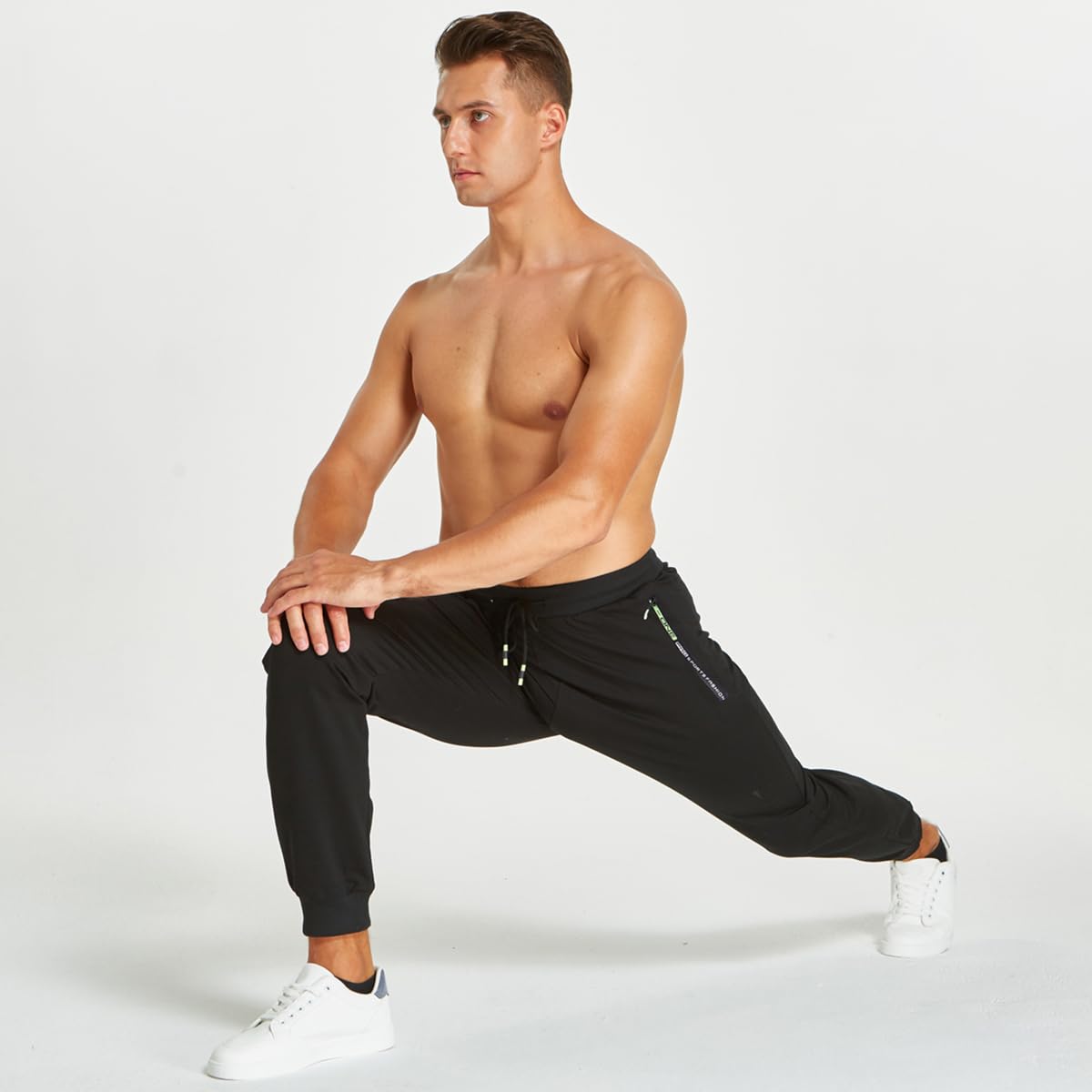 ZOXOZ Jogginghose Herren Baumwolle Thermo Gefüttert Warme Winter Fleece Traininghose Sporthose Lang mit Reißverschluss Taschen
