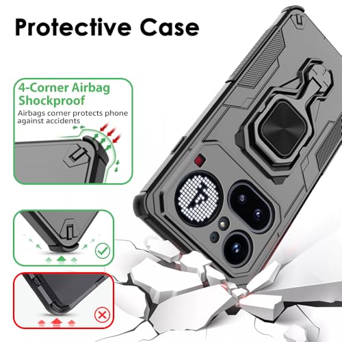Image of TheGiftKart Tough Armor Bumper Back Case Cover for Nothing Phone 4a Pro 5G | Ring Holder & Kickstand in-Built | 360 Degree Protection Back Case Cover for Nothing Phone 4a Pro 5G (PC & TPU, Black)