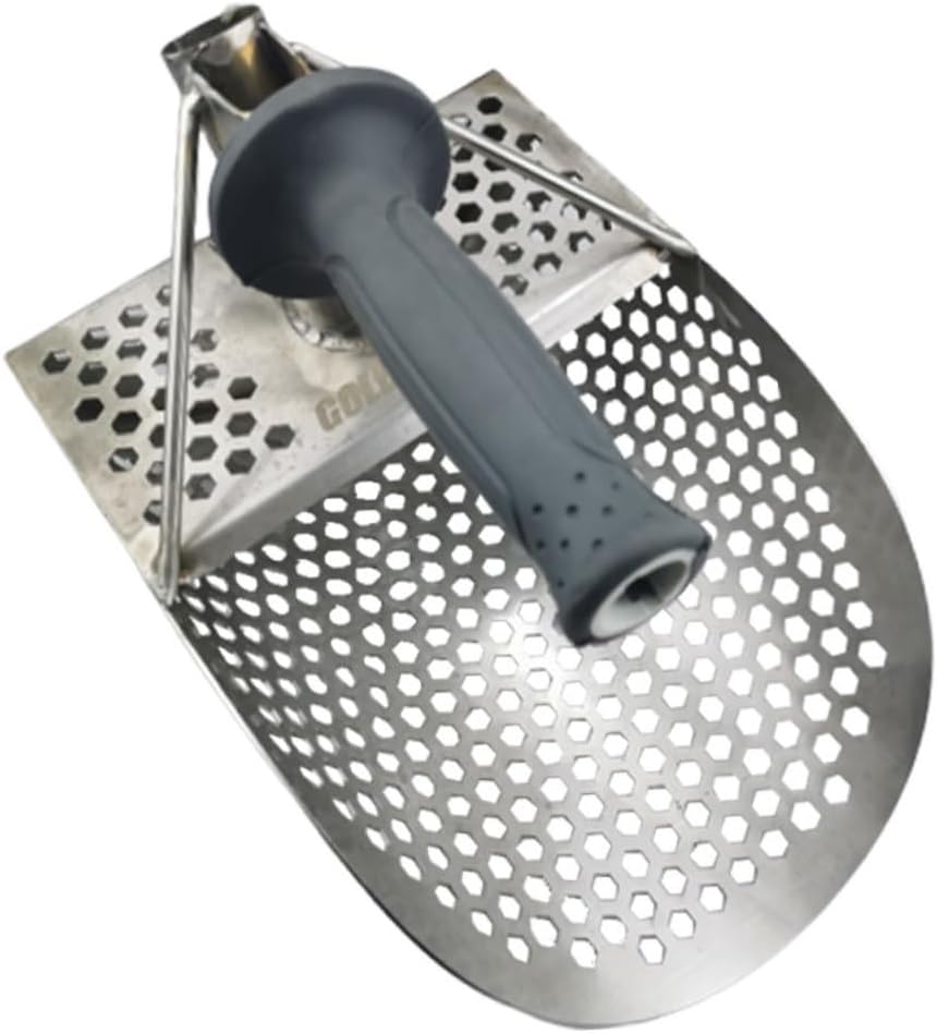 1pc Stainless Steel Metal Detector Sand Scoop Treasure Hunting Shovel Hexagonal Holes for Removal Random
