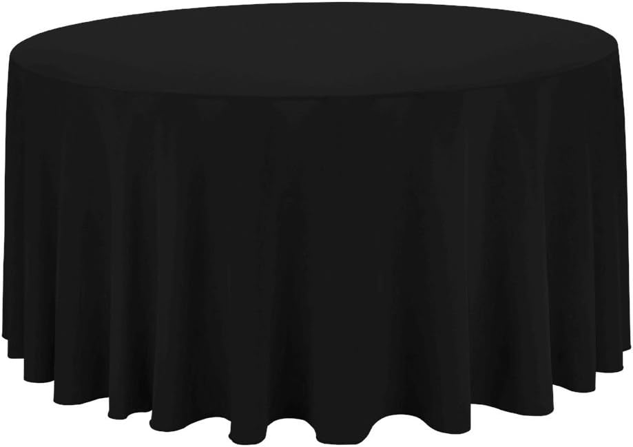 Gee Di Moda Tablecloth - 120" Inch Round Tablecloths for Circular Table Cover in Black Washable Polyester - Great for Buffet Table, Parties, Holiday Dinner & More : Home & Kitchen