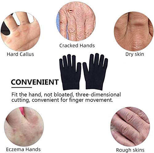 Full Finger Moisturizing Spa Gloves With Gel Lining, Repair And Heal Eczema,Softening Dry Rough And Cracked Hands Overnight,Hand Care For Men And Women,Hydrating Healing Gloves,Beauty Gift(Black) #TOP2