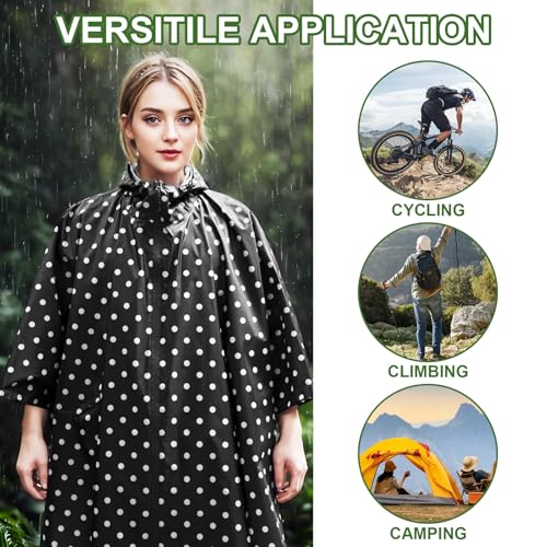 Hooded Rain Ponchos for Adult - Rain Coat and Rain Jacket with Waterproof Pocket and Zipper4