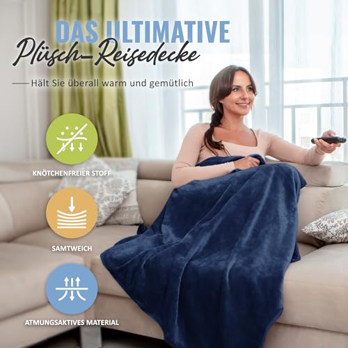 BOACAY Weiche & Warme Reisedecke für Flugzeug & Auto - Unentbehrlich für Lange Flüge für Frauen, Männer, Kinder - Kompaktes Kissen mit Gepäckhülle & Rucksackclip