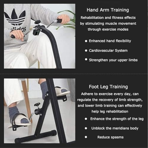 Ouderen opvouwbare pedaaltrainer, fiets met lcd-monitor, homegyms fitnessapparatuur, trainingshometrainer voor bovenste en onderste ledematen - Afbeelding 5