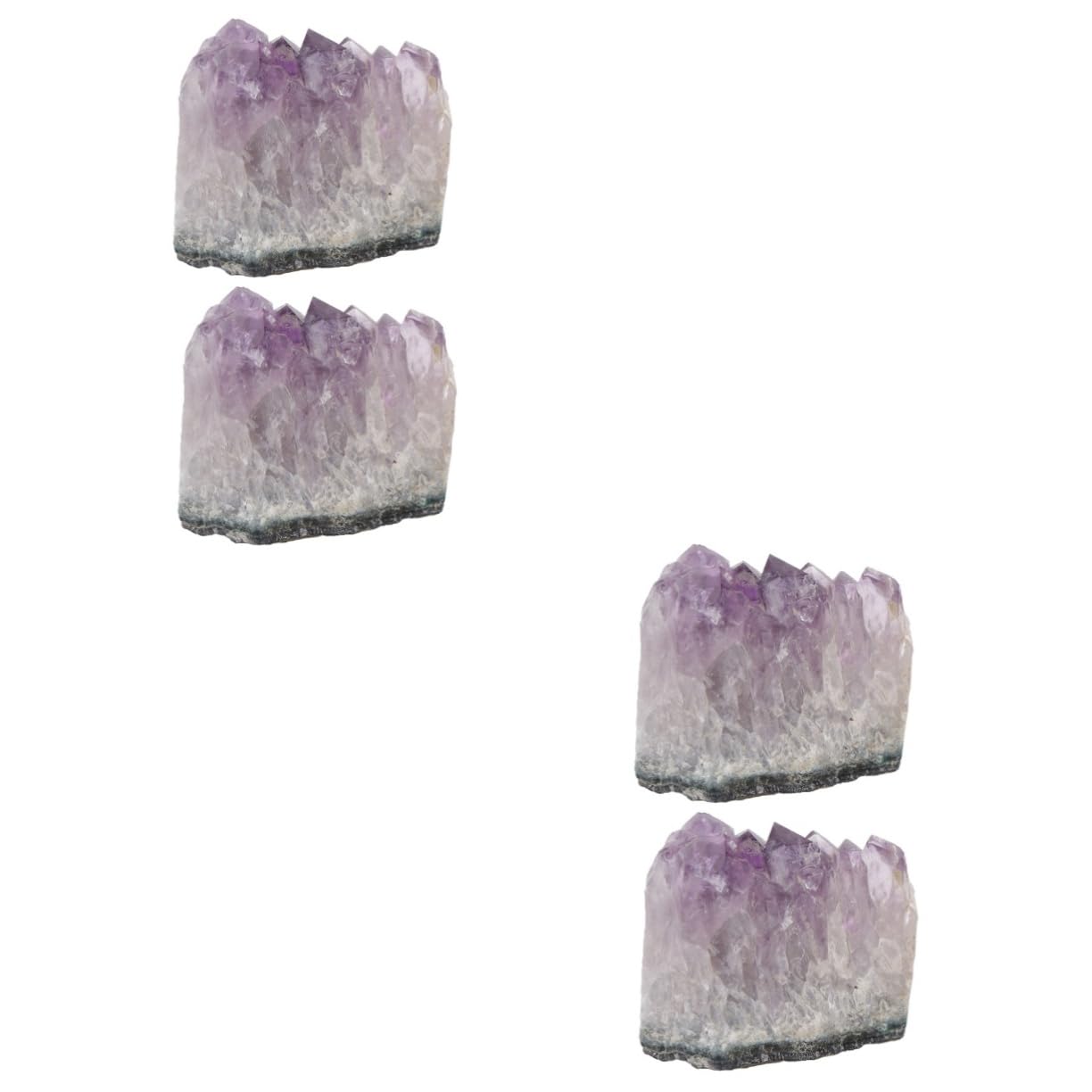 FOMIYES 4 Pcs Amethyst Teaching Ore Materials Natural Crystal Desktop Ornament Natural Gemstones Desktop Adornment Mineral Specimens Natural Ore Stones Tabletop Decor Geology Specimens