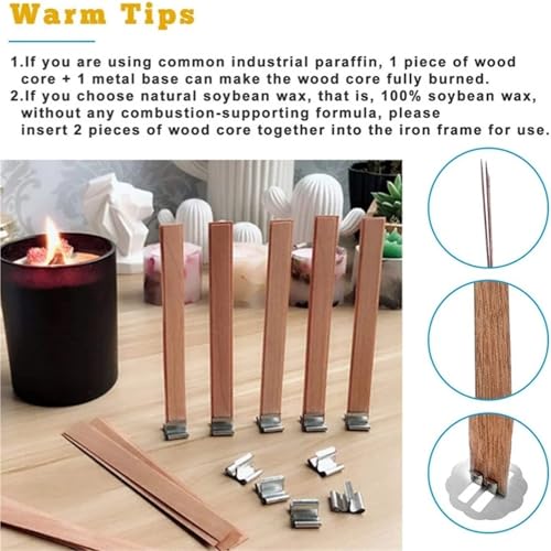 Mechas de madera para velas con base de clip 10pcs miniatura 4