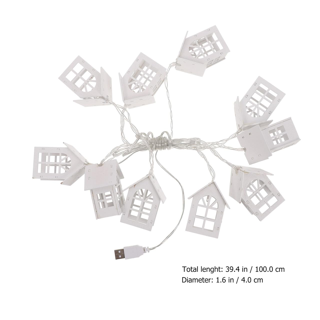 MAGICLULU 1pc Wooden House Light String LED Decor LED Lights Winter Light Decoration Tree Lights Christmas Rope Holiday Hanging Lamp Pre Lit Garland Seasonal Nativity Decor White - Image 3