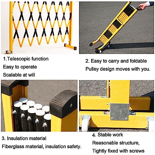 Barrière métallique extensible mobile noir et jaune 1,2x7 m