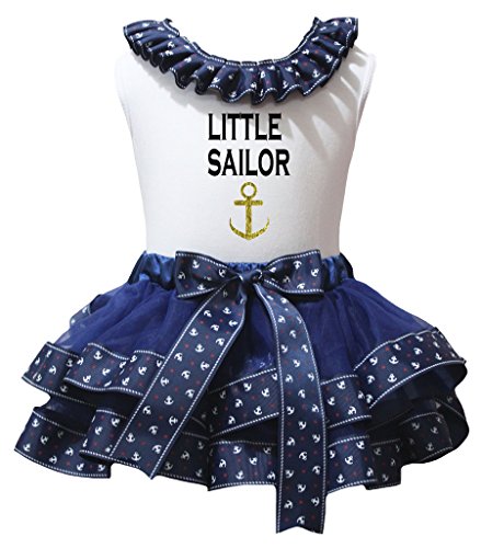 Conjunto de falda de pétalos azul marino con un diseño infantil elegante