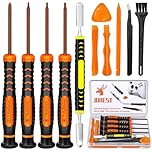 JOREST Cleaning Repair Tool Kit for PS4 PS3 PS5 Xbox One/360, PH0 T6 T8 T10 Torx Security Screwdriver for Controller & Console, with Crowbars Tweezers