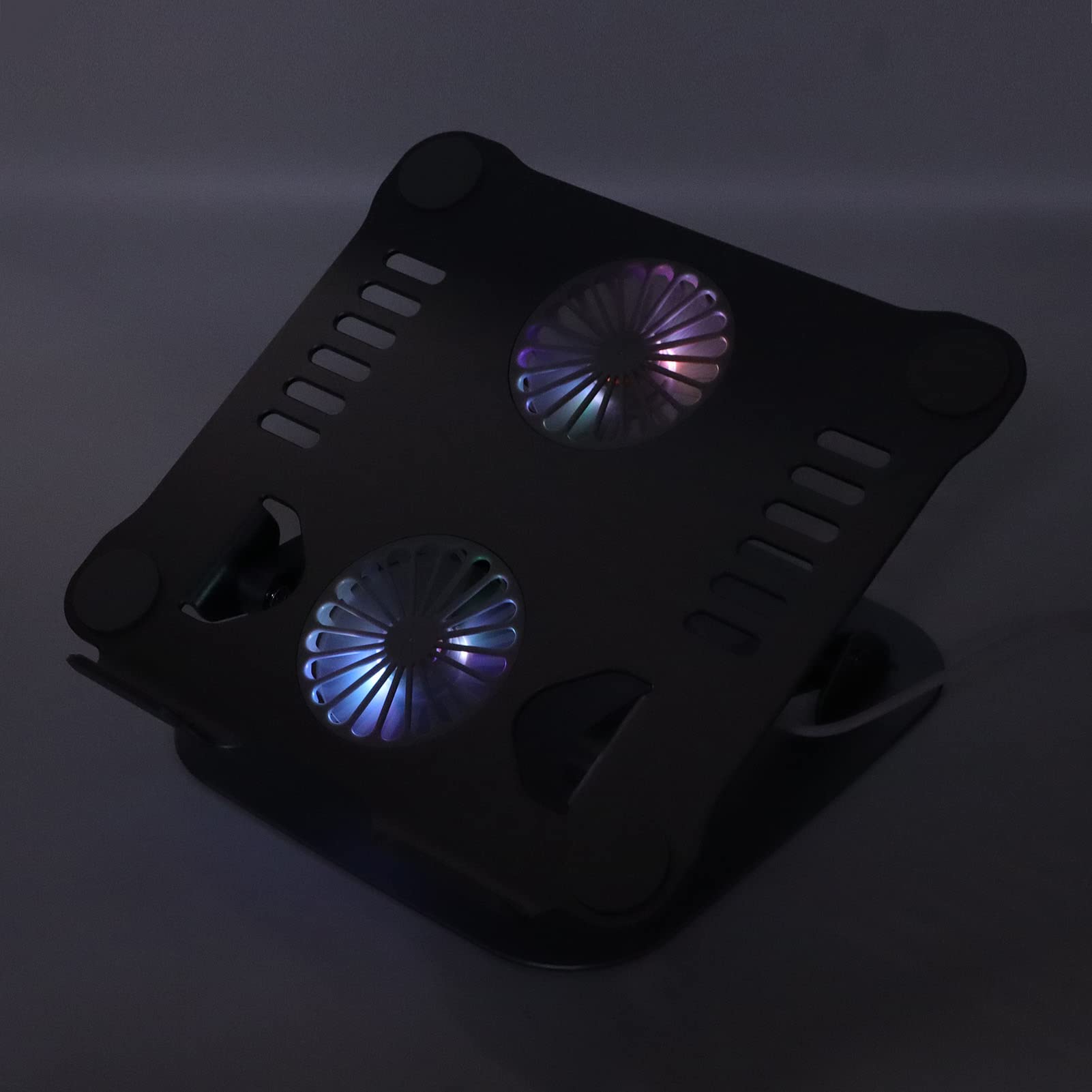 Acouto Supporto Portatile con 2 Ventole di Raffreddamento, Base Pieghevole in Lega di Alluminio per Computer da 10 a 17,3 Pollici (Spazio grigio)