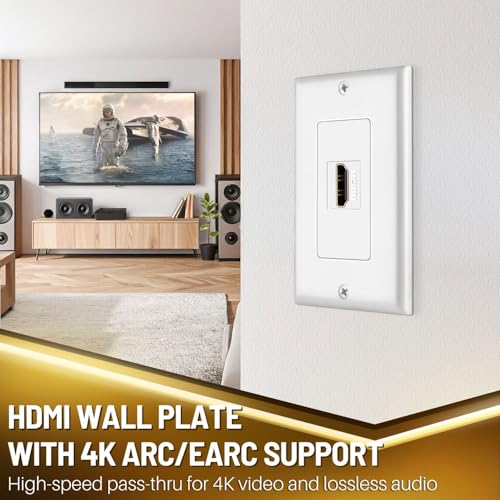 TNP 2 Port HDMI Wall Plate, Dual Pass-Through Outlet with Pigtails, White - image 2