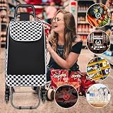 Kono Einkaufstrolley Einkaufswagen Stabiler Trolley Einkaufstrolley Klappbar 2 in 1 Abnehmbar Tasche...