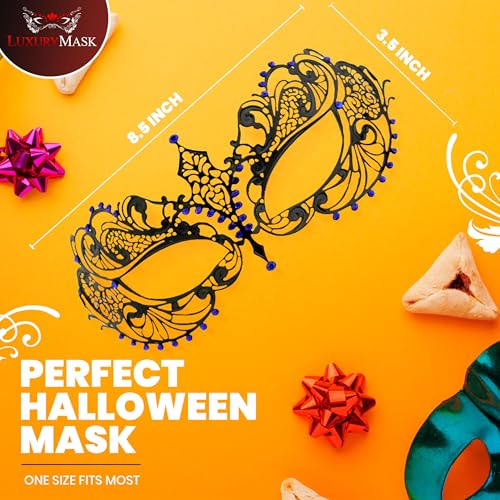 Image of Masquerade Mask for Women with Rhinestones - Elegant Metal Half Face Mask for Masquerade Parties, Mardi Gras, & Themed Events
