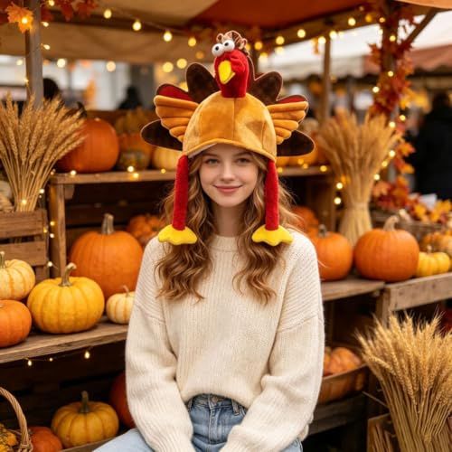 Cxquxse Thanksgiving Turkey Hats for Adults Funny Turkey Knitted Hat - image 2