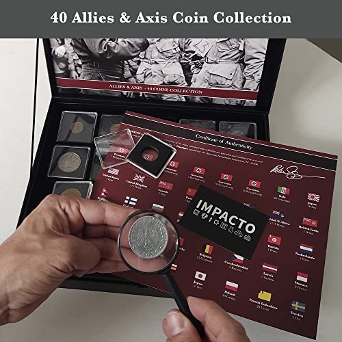 IMPACTO COLECCIONABLES 40 authentische Münzen aus dem Zweiten Weltkrieg - Alliierte und Achsenmächte. Luxus-Kollektion