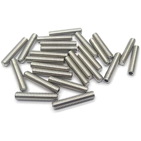 NGe 25Pcs M6 x 30mm 1mm-Pitch Stainless Steel Socket Hex Grub Screw, Metric Thread Set Screw, Internal Hex Drive Cup-Point Cover